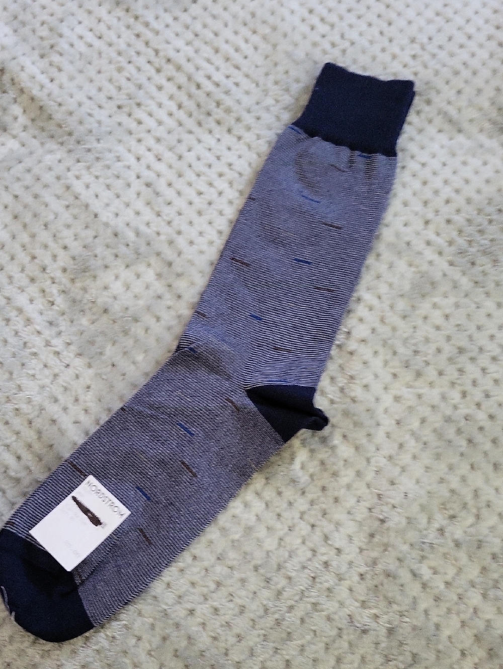 NWT‎ Nordstrom Blue Dress Sock with Navy Accents 1 Pair